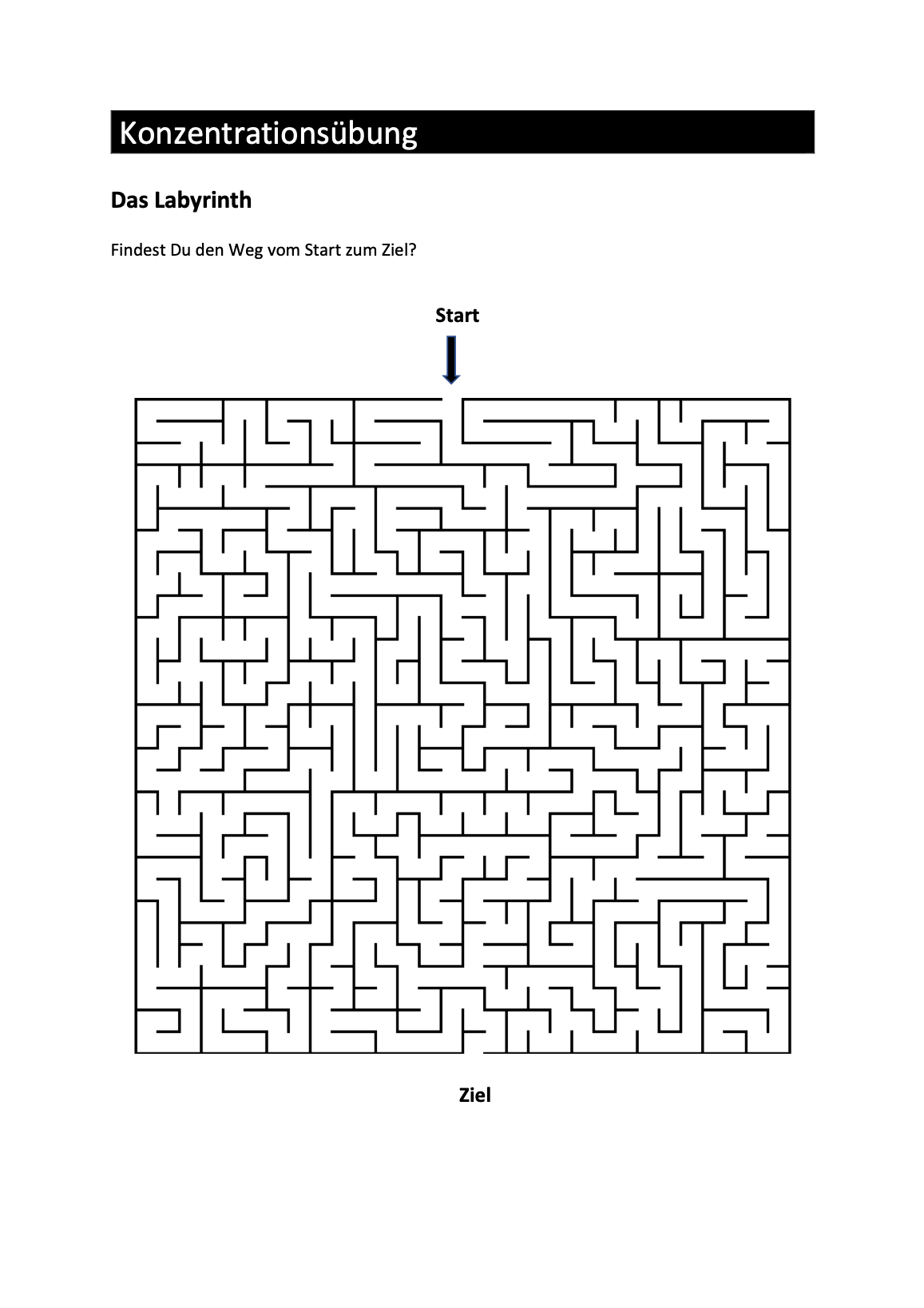Konzentrationsübungen 5 - das Labyrinth